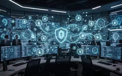 Abstraktes digitales Netzwerk und leuchtende Datenströme in einem modernen Cybersecurity-Kontrollzentrum. - Foto: über boerse-global.de