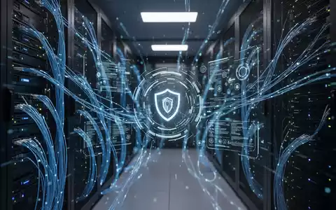 Digitale Datenströme und Glasfaserkabel in einem modernen Serverraum als Symbol für Cybersicherheit und KI-Risiken. - Foto: über boerse-global.de