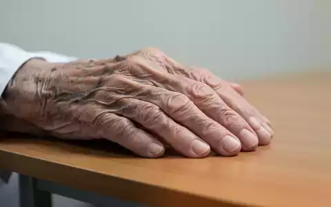 Die Hand einer älteren Person ruht auf einer Holzoberfläche, was die Themen Gebrechlichkeit und Altern symbolisiert. - Foto: über boerse-global.de