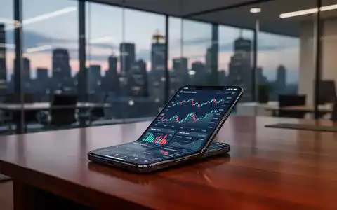 Ein Smartphone zeigt ein Finanz-Dashboard auf einem Büroschreibtisch, für moderne Compliance und Technologie. - Foto: über boerse-global.de