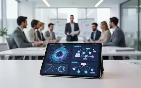 Modernes Büro mit digitalen Workflows und Datenvisualisierung auf einem Tablet als Symbol für agile Führung und Scrum. - Foto: über boerse-global.de