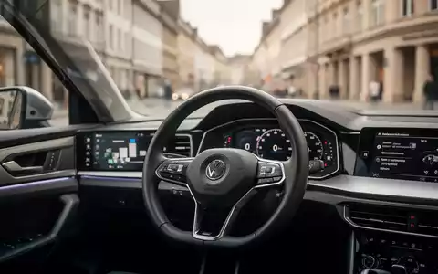 Modernes Autocockpit vor einer unscharfen Stadtkulisse als Symbol für Kfz-Versicherungsvergleiche. - Foto: über boerse-global.de
