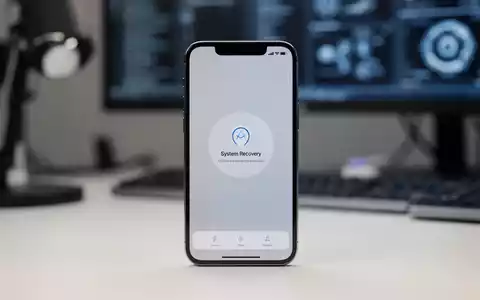 Ein iPhone zeigt einen modernen Systemwiederherstellungs-Bildschirm auf einem minimalistischen Display. - Foto: über boerse-global.de