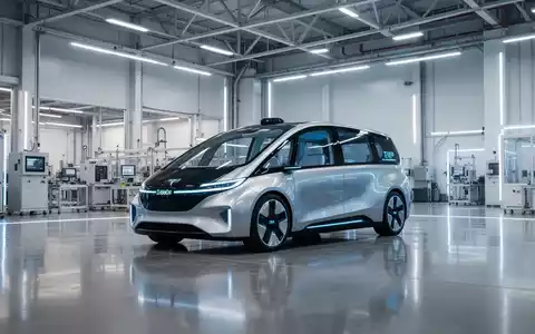 Ein schlankes, lenkradloses Tesla Cybercab, geparkt in einer modernen, hochtechnologischen Fertigungsanlage. - Foto: über boerse-global.de