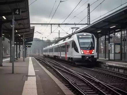 Ein verlassener Bahnsteig mit einem modernen Regionalzug vor einem bewölkten Himmel während eines Streiks. - Foto: über boerse-global.de