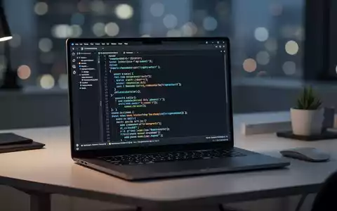Ein moderner Laptop mit einer Kommandozeile auf dem Bildschirm in einem professionellen Arbeitsumfeld. - Foto: über boerse-global.de