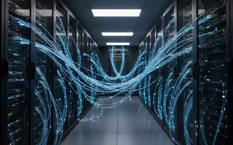 Modernes Serverraum-Ambiente mit leuchtenden Datenkabeln als Symbol für einen digitalen Sicherheitsvorfall und Datenschutz. - Foto: über boerse-global.de
