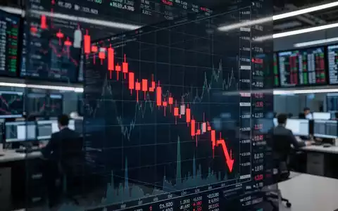 Ein fallender Aktienkurs auf einem digitalen Finanzchart mit roten Kurskerzen. - Foto: über boerse-global.de