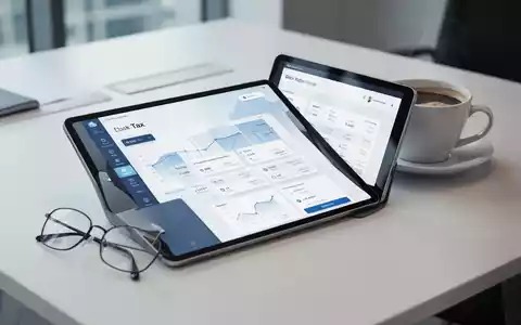 Ein Tablet mit einer Steuer-App auf einem modernen Schreibtisch, das die digitale Transformation der Steuerverwaltung symbolisiert. - Foto: über boerse-global.de