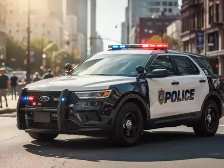 Polizeifahrzeug in einer städtischen Umgebung bei Tageslicht. - Foto: über boerse-global.de