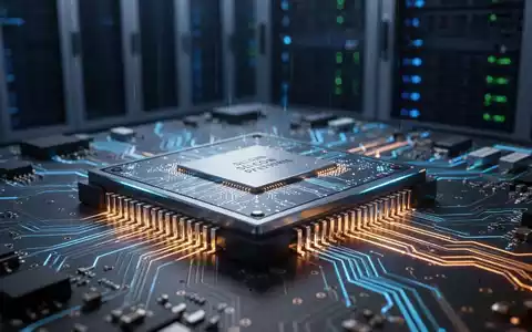 Nahaufnahme eines Hightech-Siliziumphotonik-Chips auf einer Leiterplatte in einem Serverrack eines Rechenzentrums. - Foto: über boerse-global.de