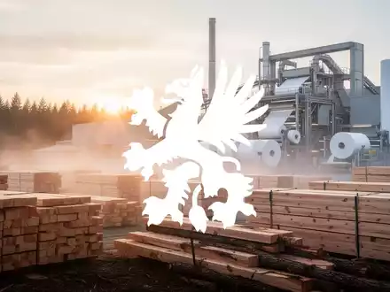 Industrielle Holzverarbeitung und moderne Forstwirtschaft in einer atmosphärischen, professionellen Aufnahme. - Foto: über boerse-global.de
