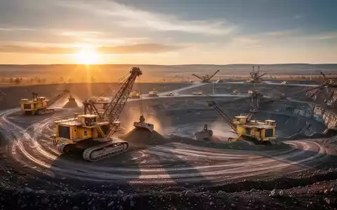Moderne Goldmine bei Sonnenaufgang mit schweren Maschinen und offener Grube. - Foto: über boerse-global.de