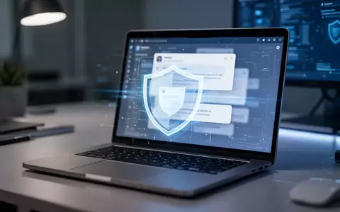 Ein moderner Laptop mit E-Mail-Oberfläche und digitalem Sicherheitsschild für Cybersicherheit. - Foto: über boerse-global.de