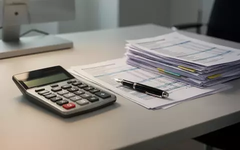 Ein moderner Schreibtisch mit Taschenrechner, Füllfederhalter und Finanzunterlagen als Symbol für Steuer- und Rentenplanung. - Foto: über boerse-global.de