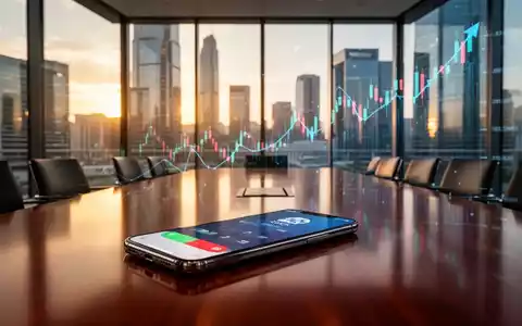 Ein Smartphone zeigt eine digitale Zahlungsoberfläche auf einem Schreibtisch, im Hintergrund Finanzdiagramme. - Foto: über boerse-global.de
