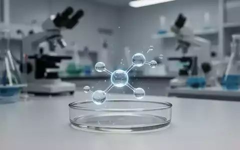 Stilisierte molekulare Struktur in einer Laborschale als Symbol für mitochondriale Stoffwechselforschung. - Foto: über boerse-global.de