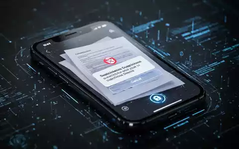 Ein modernes Smartphone zeigt eine verdächtige Nachricht vor einem dunklen, digitalen Hintergrund mit Cyber-Sicherheits-Elementen. - Foto: über boerse-global.de
