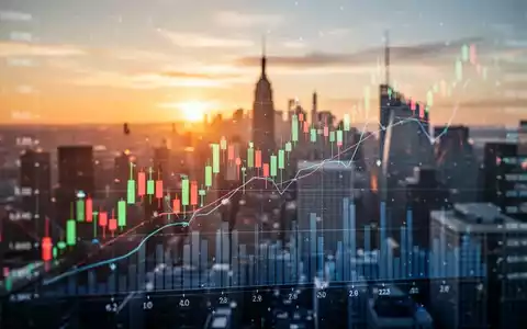 Abstrakte Finanzgrafik vor einer verschwommenen Skyline, die den Ex-Tag eines ETFs symbolisiert. - Foto: über boerse-global.de