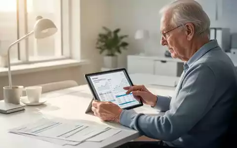 Eine ältere Person nutzt ein Tablet zur digitalen Erledigung von Steuerangelegenheiten in einer hellen, modernen Umgebung. - Foto: über boerse-global.de