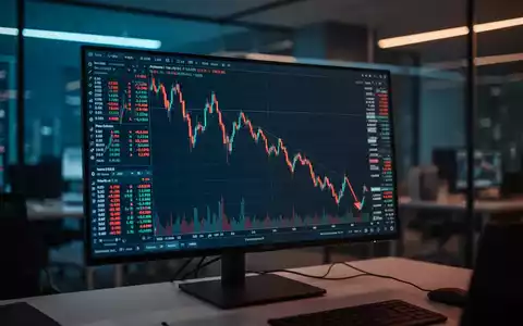 Ein fallender Aktienkurs auf einem modernen Computermonitor in einem Büro. - Foto: über boerse-global.de