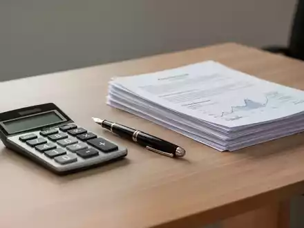 Ein Schreibtisch mit Taschenrechner und Unterlagen, der finanzielle Planung und Stabilität symbolisiert. - Foto: über boerse-global.de
