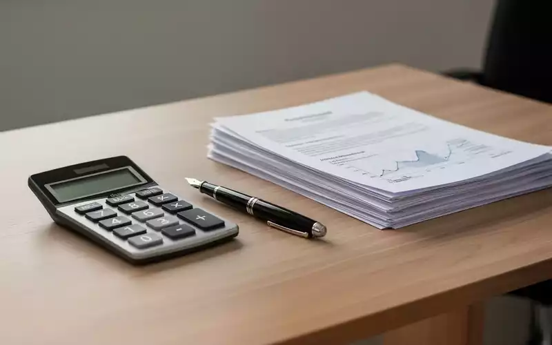 Ein Schreibtisch mit Taschenrechner und Unterlagen, der finanzielle Planung und Stabilität symbolisiert. - Foto: über boerse-global.de