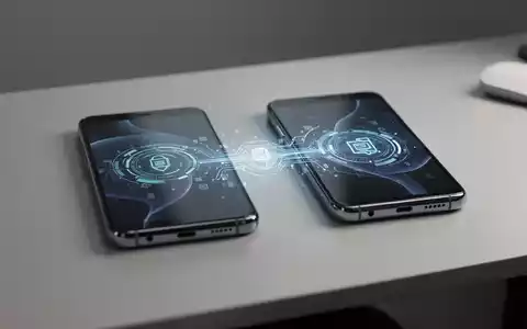 Zwei High-End-Smartphones auf einem Schreibtisch mit digitaler Schnittstellenbrücke für nahtlosen Datentransfer. - Foto: über boerse-global.de