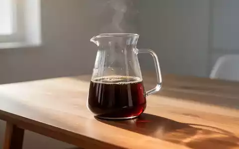 Eine Glaskaraffe mit frisch gebrühtem Filterkaffee auf einem Holztisch in hellem, natürlichem Licht. - Foto: über boerse-global.de