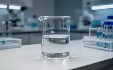 Ein Laborbecher mit klarer Flüssigkeit auf einem sterilen Labortisch als Symbol für wissenschaftliche Analysen. - Foto: über boerse-global.de