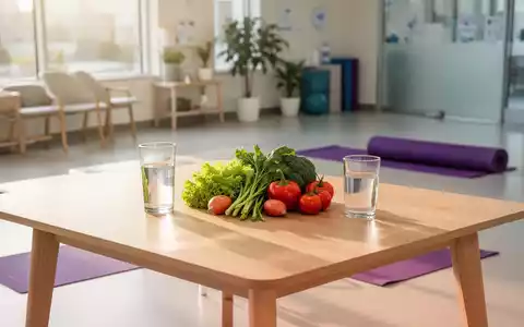 Ein heller, moderner Raum für Gesundheitskurse mit frischem Gemüse und einer Yogamatte als Symbol für Prävention. - Foto: über boerse-global.de