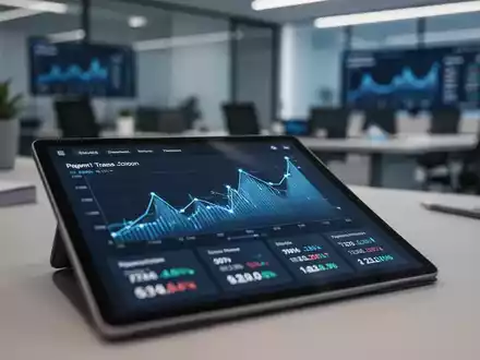 Digitaler Finanzarbeitsplatz mit Tablet, das Wachstumsdiagramme und Zahlungsdaten zeigt. - Foto: über boerse-global.de