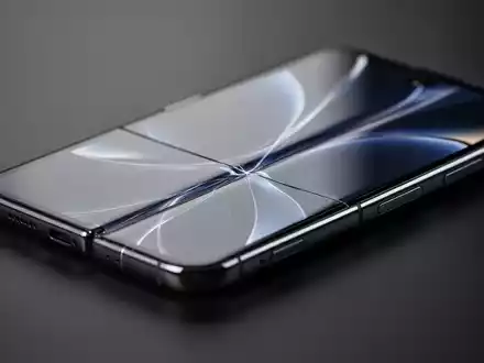 Nahaufnahme eines faltbaren Smartphones mit sichtbarer Displayfalte auf einem dunklen Untergrund. - Foto: über boerse-global.de