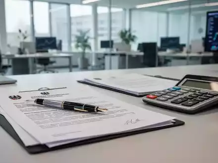 Schreibtisch mit offiziellen Dokumenten, Stift und Taschenrechner als Symbol fĂŒr die Neuregelungen der Grundsicherung. - Foto: ĂŒber boerse-global.de