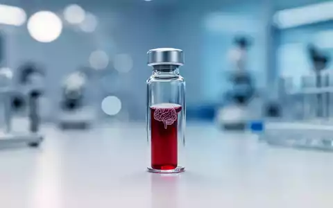 Eine medizinische Blutprobe in einem Reagenzglas in einem modernen Labor als Symbol für Alzheimer-Früherkennung. - Foto: über boerse-global.de