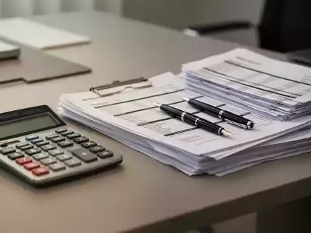Schreibtisch mit Taschenrechner und Finanzunterlagen als Symbol für staatliche Leistungen und Unterhaltszahlungen. - Foto: über boerse-global.de