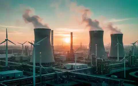 Moderne Industrieanlage mit Fokus auf nachhaltige Energietechnologien und grĂŒne Infrastruktur bei Sonnenaufgang. - Foto: ĂŒber boerse-global.de