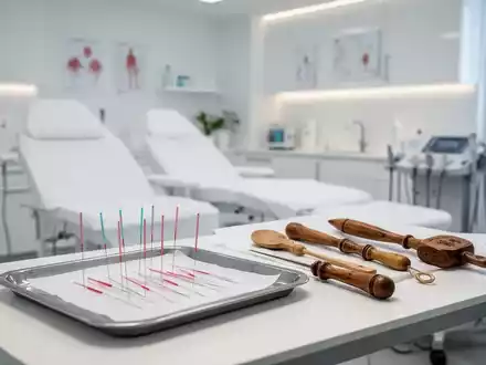 Moderner Behandlungsraum in einer deutschen Fachklinik für integrative Schmerztherapie mit TCM-Instrumenten. - Foto: über boerse-global.de