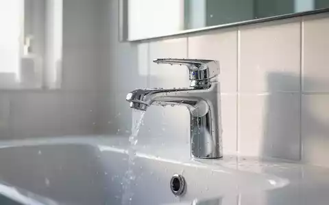 Nahaufnahme eines modernen, glänzenden Badezimmer-Wasserhahns und sauberer Fliesen in einem hellen, gepflegten Raum. - Foto: über boerse-global.de