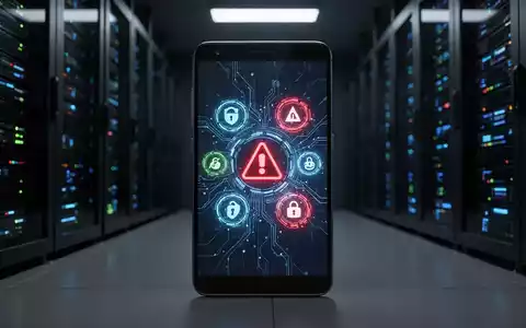 Ein Smartphone-Bildschirm in einem dunklen, technologischen Umfeld symbolisiert digitale Sicherheitsbedrohungen. - Foto: über boerse-global.de