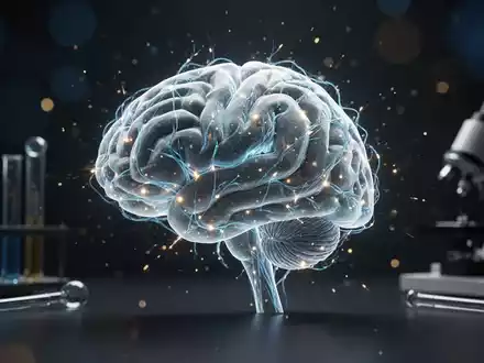Stilisierte 3D-Darstellung eines menschlichen Gehirns mit hervorgehobenen neuronalen Pfaden als Symbol für neurologische Forschung. - Foto: über boerse-global.de