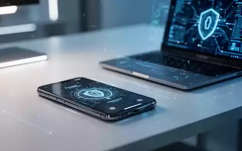 Ein moderner Schreibtisch mit Smartphone und Laptop, der Datensicherheit und digitale Infrastruktur symbolisiert. - Foto: über boerse-global.de