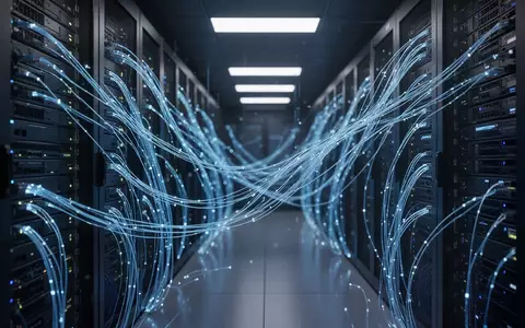 Modernes Rechenzentrum mit leuchtenden Glasfaserkabeln als Symbol für Cybersicherheit und KI-Systeme. - Foto: über boerse-global.de