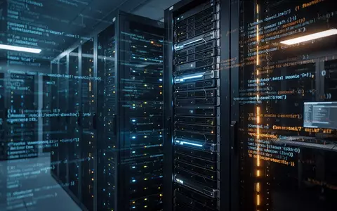 Dunkler High-Tech-Serverraum mit leuchtenden digitalen Datenströmen, die fortschrittliche Cybersicherheitsüberwachung darstellen. - Foto: über boerse-global.de