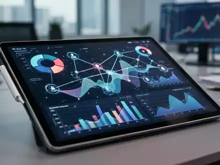 Digitales Tablet mit Datenvisualisierungen in einer modernen Büroumgebung als Symbol für die Datenmigration. - Foto: über boerse-global.de