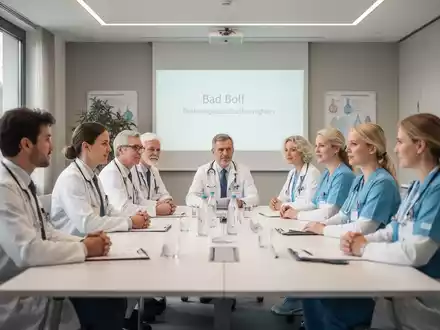Diverse Gruppe von medizinischem Fachpersonal bei einer interdisziplinären Fachdiskussion in einem modernen Tagungsraum. - Foto: über boerse-global.de