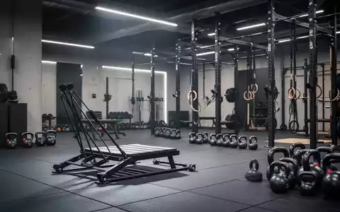 Modernes, hochwertig ausgestattetes Functional-Fitness-Studio mit Trainingsgeräten wie Schlitten und Hanteln. - Foto: über boerse-global.de