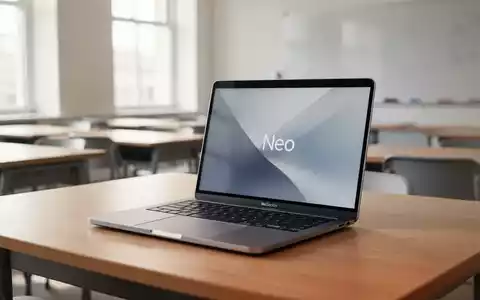 Ein modernes MacBook Neo auf einem sauberen Schreibtisch in einem hellen, modernen Klassenzimmer. - Foto: über boerse-global.de