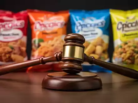 Ein Richterhammer neben verpackten Lebensmitteln, der die juristischen Auseinandersetzungen zwischen WHO und Konzernen symbolisiert. - Foto: über boerse-global.de