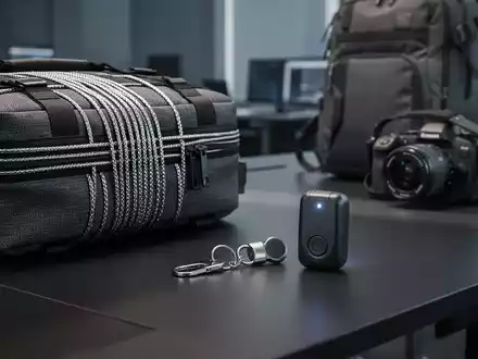 Moderne Sicherheits-Gadgets wie verstärkte Taschen und ein Alarm-Schlüsselanhänger auf einem dunklen Schreibtisch. - Foto: über boerse-global.de